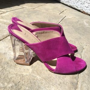 LEITH CLEAR BLOCK LEATHER HEELS